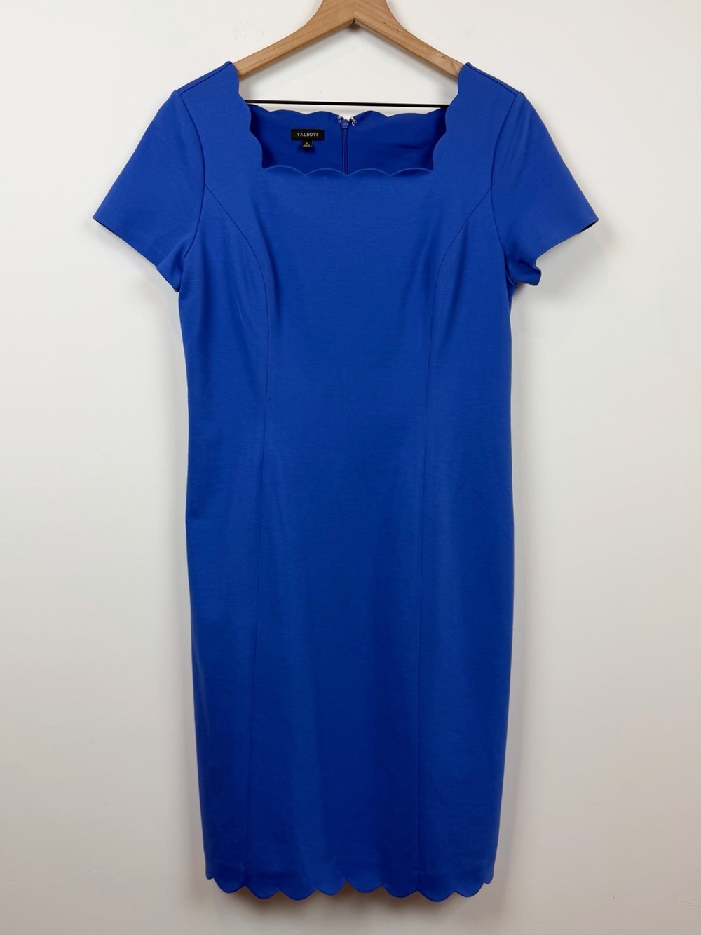 Talbots NWOT Blue Scalloped Edge Sheath Career Dress size 10